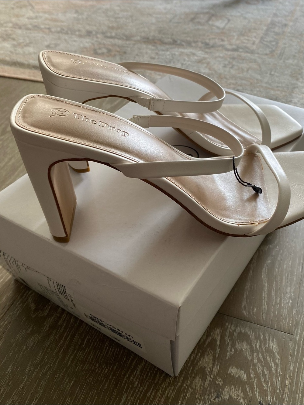 The Drop Women's Ivory High Heel Thong Sandals